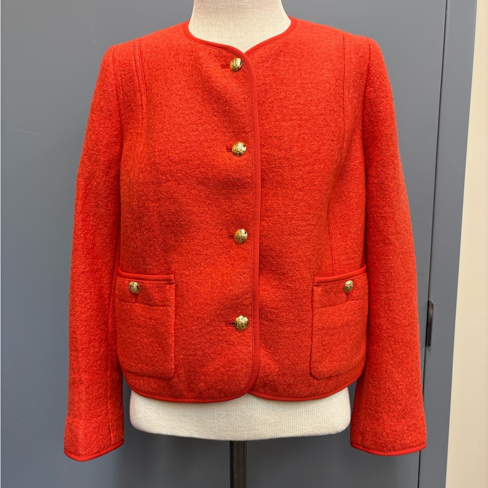 Talbots Petite Orange Wool Blend Jacket 6P Gold Buttons NWT